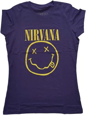 Produktbild von Nirvana Damen T-Shirt: Yellow Happy Face, X-Small, Lila