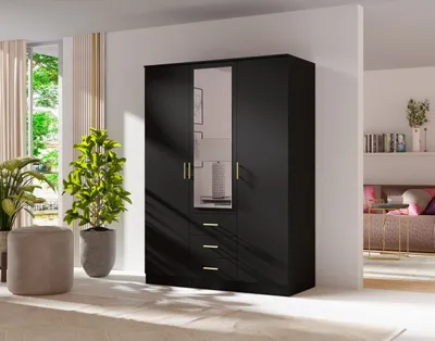 Produktbild von Kombinierter Kleiderschrank 150 cm HENDRUM - schwarz