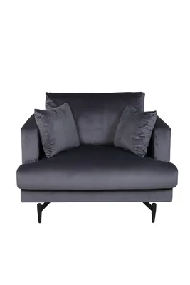 Image de Sofia Fauteuil en velours, gris foncé.