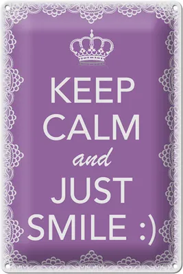Produktbild von Blechschild Spruch 20x30cm Keep Calm and just smile:)