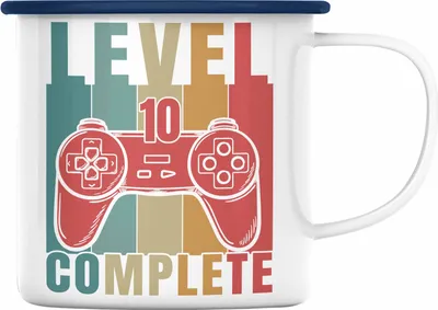 Produktbild von Trendation - 10. Geburtstag Junge Lustige Gamer Emaille Tasse Zocker Geschenk Gamer Gamergirl Geschenkidee Geburtstag 10er Geburtstag (Blau)