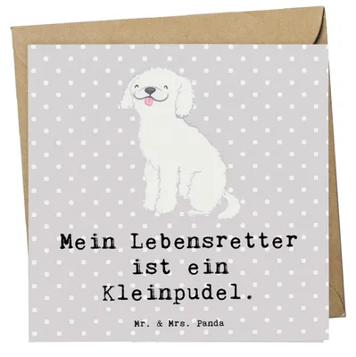 Produktbild von Mr. & Mrs. Panda Glückwunschkarte Kleinpudel Lebensretter - Grau Pastell - Geschenk, anlasskarte, faltkarte, Grußkarte, Pudel, Klappkarte, doppelkarte