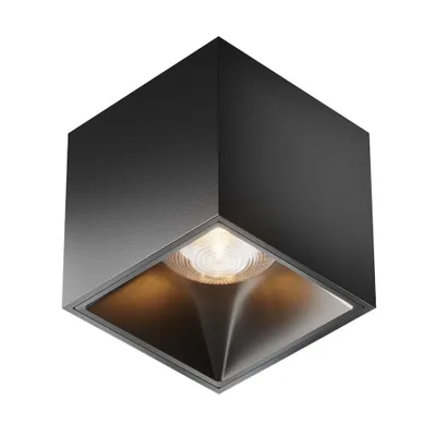 Image de Plafonnier LED, métal, noir, blanc chaud