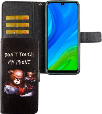 Produktbild von Huawei P smart 2020 Tasche Handy Hülle Schutz-Cover Flip-Case mit Kartenfach Don't touch my phone