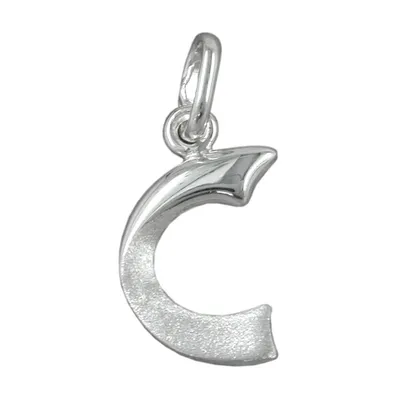 Produktbild von Anhänger 15x8mm Buchstabe C teilmattiert glänzend Silber 925 silber 15x8mm