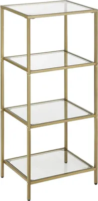 Image de Étagère à verres avec cadre en métal doré – 40 x 30 x 95 cm