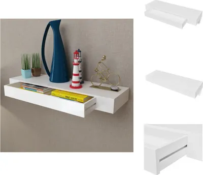 Produktbild von vidaXL Wandregal mit Schublade MDF Weiß - Wandregale