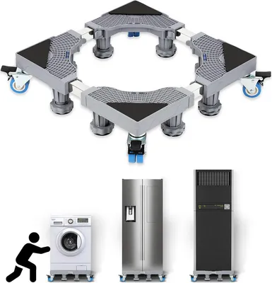 Obrázok produktu pre Fiqops podstavec pod práčku Veľké príslušenstvo pre domáce spotrebiče Podstavec Výškovo nastaviteľný 8 nôh+4 kolieska 40-68cm