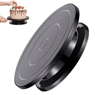Produktbild von Drehbarer Kuchenständer - Kuchenplatte - Ø 27.5 cm - Tortenteller mit Fuß - Tortenständer - für Backen & Präsentation - Schwarz