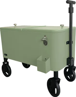 Produktbild von AXI Retro Getränkekühler Grün | Bollerwagen / Kühlwagen / Kühler mit Rollen - 76 liter | Fahrbare Kühlbox für den Garten / Outdoor