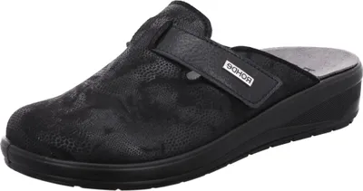 Produktbild von Rohde Damen Pantoffel Klett Hausschuh gemustert Stretch Catania 6165, Größe:41 EU, Farbe:Schwarz