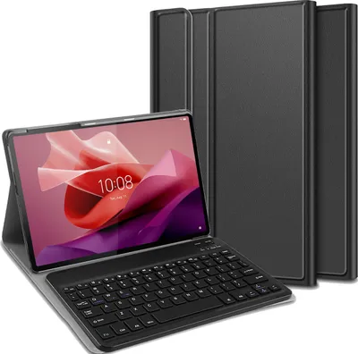 Image de Cazy Housse pour Tablette avec Clavier compatible avec Lenovo Tab P12 - Étui Clavier Bluetooth QWERTY - Noir