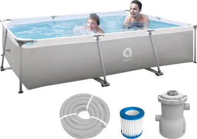 Produktbild von Avenli Frame Rectangular Pool Set 300 x 207 x 65 cm, Aufstellpool, rechteckig, mit Pumpe, grau