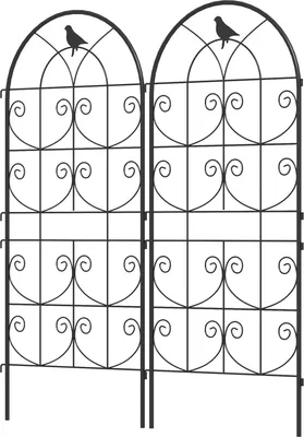 Obrázok produktu pre Kovová mriežka sada 2 ks na zastrčenie nerezovej mriežky s dizajnom vtákov na popínavé rastliny 50 x 120 cm mriežka na izbové rastliny Rastlinná mriežka na paradajky Kvety Popínavé rastliny čierna