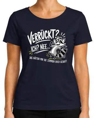 Imagen del producto de Camiseta para mujer, diseño "Verrückt Ich Nee Stimmen Gesagt Waschbär Statement Sarkasmus", color azul marino, talla XXL