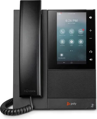 Obrázek produktu pro Poly Firemní multimediální telefon CCX 500 s protokolem Open SIP a podporou technologie PoE, IP telefon, Černá, Sluchátko s kabelem, 24 řádky, LCD, 12,7 cm (5")