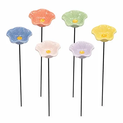 Produktbild von 6 Blumen-Insekten-Trinkstation, Bienen-Trinkbar,  für Insekten, Bienen und Hummeln, als Trinkstelle und Ruheplatz, Garten-, Terrassen- und Balkon-Deko