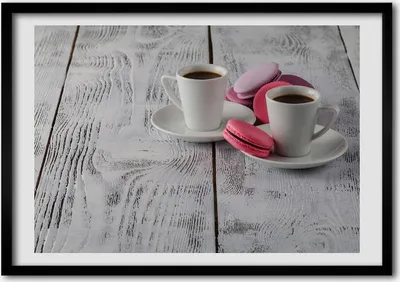 Produktbild von Bild - Bilder - Bilderrahmen - 70 cm x 50 cm - MDF-Rahmen, Wandkunst Kaffee und Kuchen