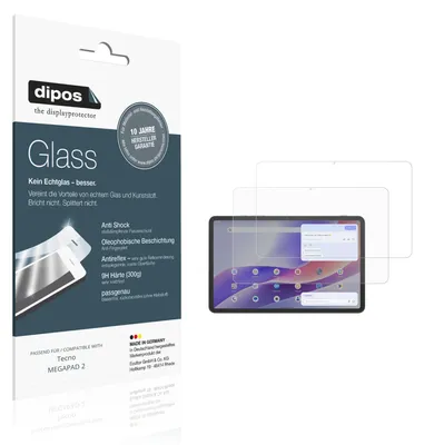 Produktbild von 2x Schutzfolie für Tecno MEGAPAD 2 matt - Anti-Shock 9H Folie dipos Glass Kunststoffglas