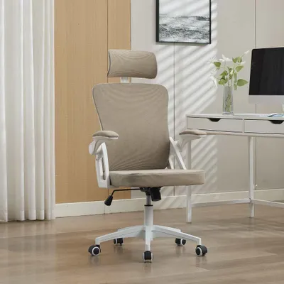 Produktbild von Ergonomischer Netz-Bürostuhl mit verstellbarer Lendenstütze und Kopfstütze, Drehstuhl Home Office