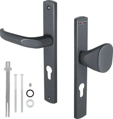 Produktbild von KOTARBAU® Zestaw gałek do klamek z wkładką bębenkową 72 mm Zestaw aluminiowych klamek z wkładką bębenkową Zestaw klamek do drzwi Klamka do drzwi Zestaw długich szyldów antracyt Drzwi wewnętrzne Drzwi zewnętrzne Klamka do drzwi przeciwpożarowych