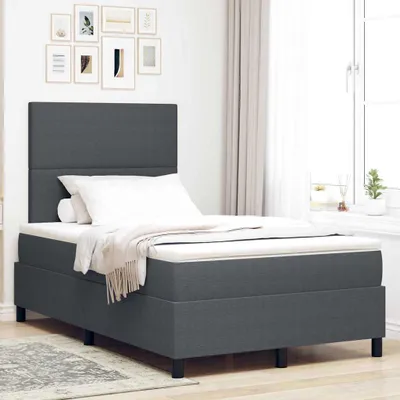 Immagine prodotto di Maison Exclusive - Letto boxspring grigio scuro e bianco 120 x 190 cm Tessuto in velluto a coste