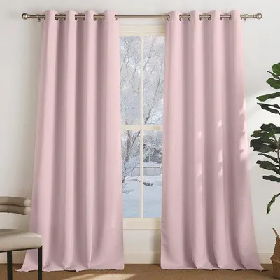 Obrázok produktu pre Závesy Unyqoos® do dievčenských izieb, svetloružové – 2-dielna sada, rozmery 140 x 240 cm, s tepelnou izoláciou a redukciou hluku, s okami