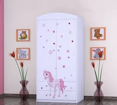 Image de BDW Armoire, 2 portes, 2 tiroirs, penderie, 180x90 cm, blanc