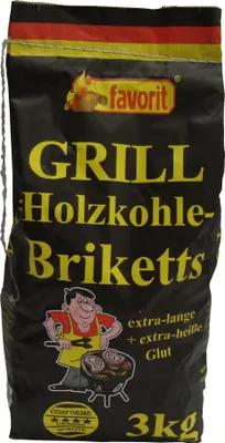 Produktbild von Favorit Grill-Brikett 3 kg für Holzkohlegrill, Grillkohle aus Holzkohlestaub