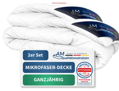 Produktbild von Premium Ganzjahr 2er Mikrofaserdeckenset | Ganzjahrdecke 140x200 cm | Sensofill Mikrofaser | Atmungsaktiv & pflegeleicht | 100% Mikrofaser