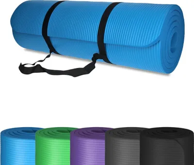 Produktbild von Gymnastikmatte Yogamatte 185x61x1,5 cm mit Tragegurt - rutschfest, dick, schadstofffrei – Fitnessmatte, beidseitig nutzbar für Yoga, Pilates, Camping