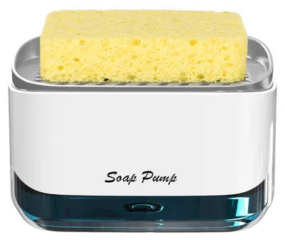 Produktbild von Küchen Spülmittelspender mit Schwammhalter, 350 ml, 2-in-1, für die Spüle