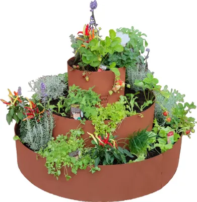 Produktbild von UNUS Garden Kräuterspirale Edelrost, rundes Kräuterbeet für Terrasse und Garten, 3 Ebenen, Ø 30 cm, 60 cm, 90 cm, Kräuterschnecke aus Metall, in Rostoptik
