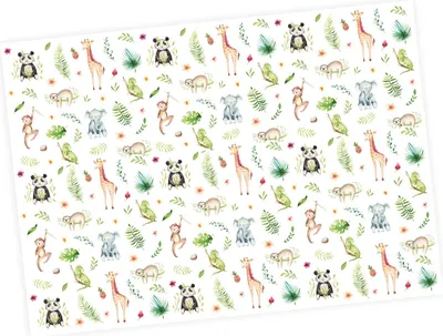 Produktbild von 5 Bögen Geschenkpapier Dschungel Tiere bunt - 1,60€/qm - 84,1 x 59,4 cm