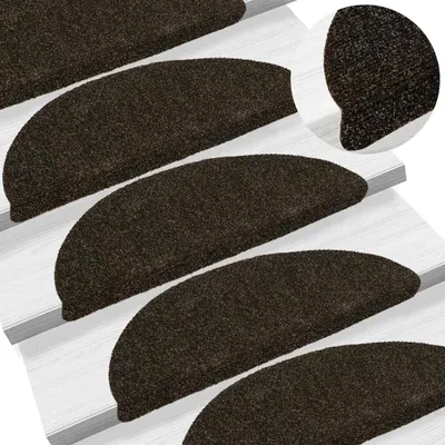 Obrázok produktu pre vidaXL Podložky na kroky Samolepiace 30 ks. 56x17x3 cm Tmavo hnedé Polkruhové