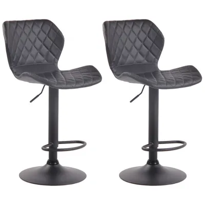 Produktbild von CLP 2er Set Barhocker Cork Kunstleder höhenverstellbar und 360 Grad drehbar | Farbe schwarz Gestell Farbe schwarz