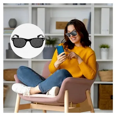 Produktbild von Rasterbrille für Augentraining 4 Stück Lochbrille zur Verbesserung der Sehkraft (Schwarz)