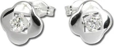 Produktbild von SilberDream Ohrstecker Damen Silber weiß Kleeblatt Zirkonia Ohrringe SDO544W