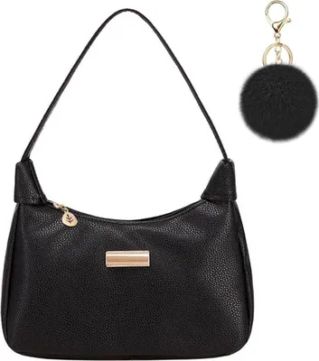 Produktbild von Damen Umhängetasche Nylon Retro Fashion Handtasche mit Pom-Pom-Schlüsselanhänger