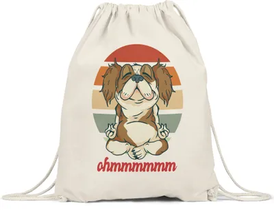 Produktbild von Ohmmm Turnbeutel Gymsack Meditation Yoga Süßer Hund Geschenkidee Yoga-Studio Mental Health