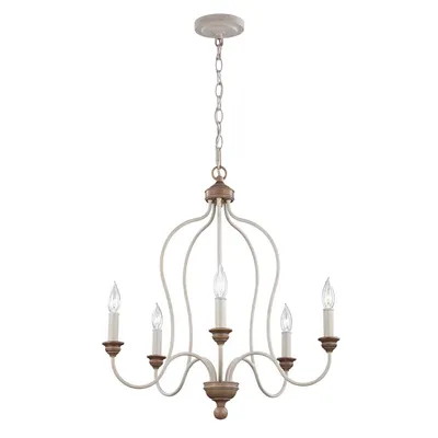 Zdjęcie produktu dla Żyrandol Hartsville kredowa biel-drewno 5xE14x40W metal wym:229,9x56,8x56,8cm IP20 Feiss