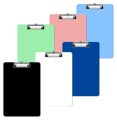 Produktbild von 6 Klemmbretter A4 aus Kunststoff, Mehrfarbige Clipboard Aufbewahrung für Papier, geeignet für Schüler und Bürobedarf