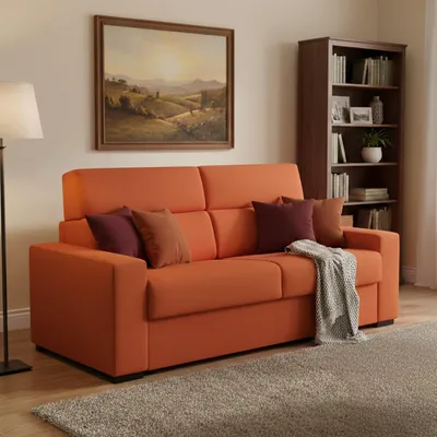 Immagine prodotto di Casabona - Divano Letto 2 Posti, 180x95 cm Arancione, Sfoderabile  Italy