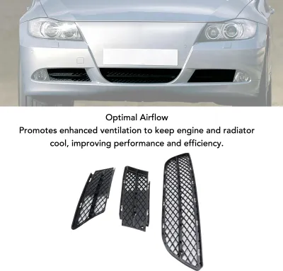 Productafbeelding van Voorste onderste bumpergrillset 51117134081, linker en rechterkant, vervanging voor mistlampafdekking voor de 3-serie E90 E91 sedan, modeljaren 2005-2007