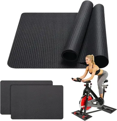 Produktbild von Bodenschutzmatte, 5 mm dick, Sportmatte, Fitnessmatte, rutschfeste Unterlegmatte für Fitnessgeräte, 2 Stück, für Zuhause, Fitnessstudio, Sportgeräte,