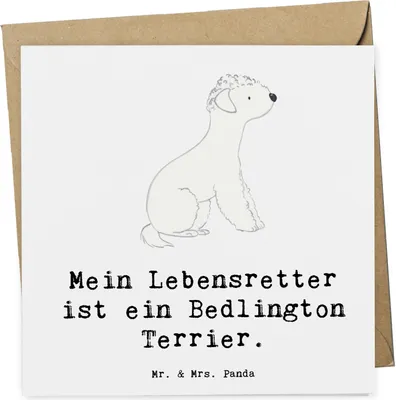 Produktbild von Mr. & Mrs. Panda Grußkarte Bedlington Terrier Lebensretter - Weiß - Geschenk, Glückwunschkarte, Klappkarte, anlasskarte, doppelkarte, faltkarte