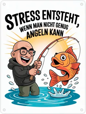 Produktbild von Fröhlicher Angler Spruch Metallschild in 15x20 cm für Angelfans