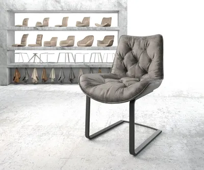 Produktbild von DELIFE Freischwinger Taimi-Flex Mikrofaser Grau Antik Freischwinger flach Schwarz