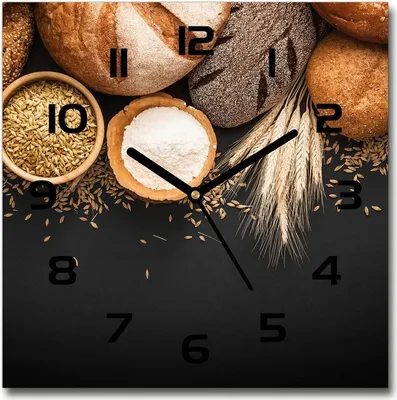 Produktbild von Quadratische Glasuhr Brot und Weizen 30x30