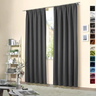 Produktbild von heimtexland ® 2 Stück Thermo Verdunkelungsvorhänge Sonnenschutz Kälteisolierung Verdunkelungsgardinen Kräuselband Vorhang Typ139 Dunkelgrau HxB 245 x 135 cm